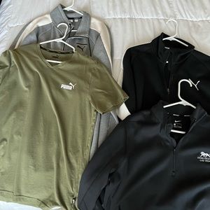 Set of four - Puma tee, Nike golf half zip, and two puma zip up sweatshirts